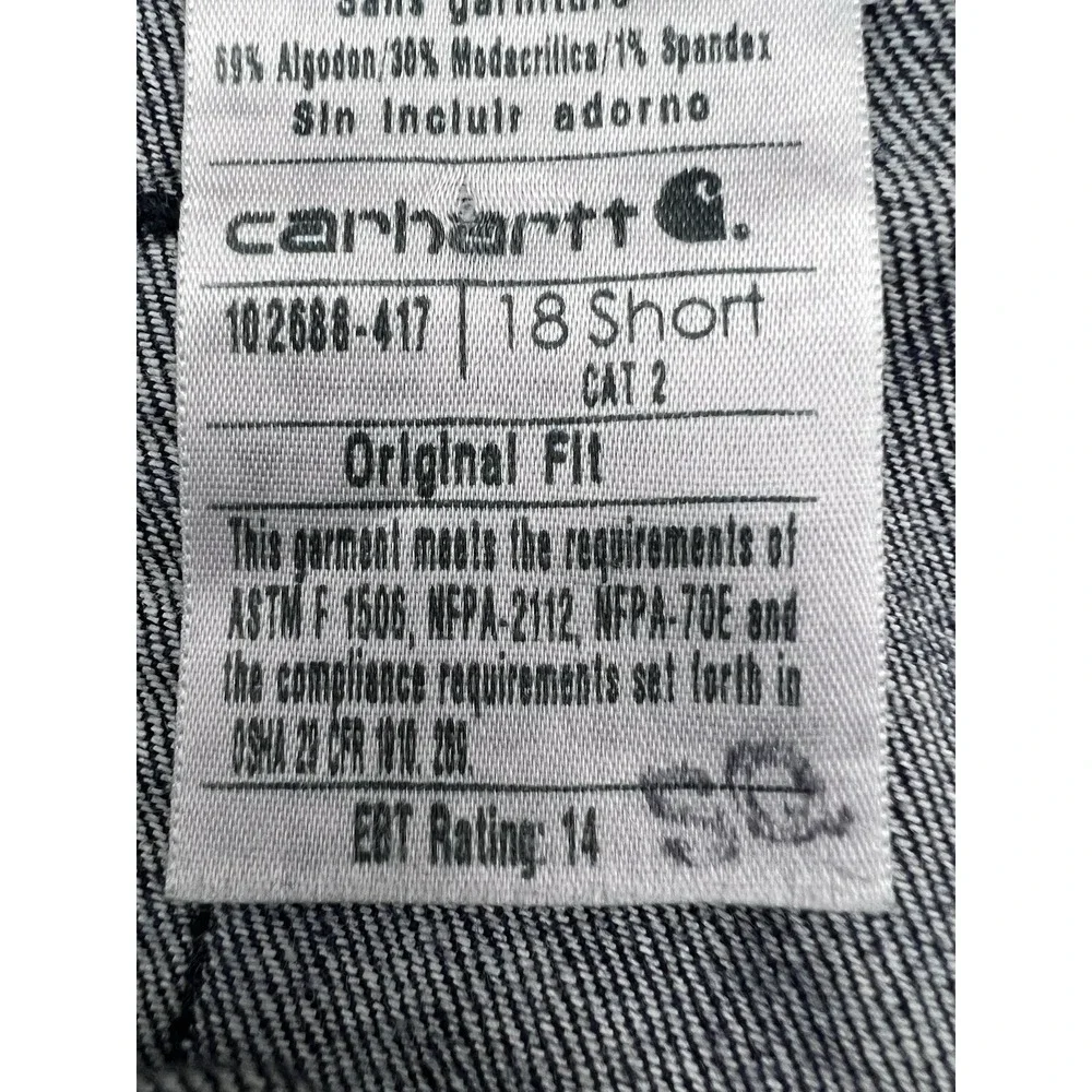 Carhartt‎ Women's Blue Jeans Original Fit CAT 2 Flame Resistant Size 18 SHORT